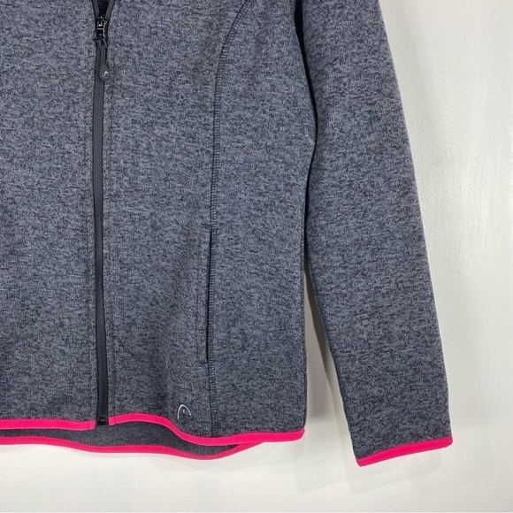 Head Women's Sporty Fleece Lined Full Zip Up Tennis Jacket Pink Trim Size Medium - Picture 2 of 5